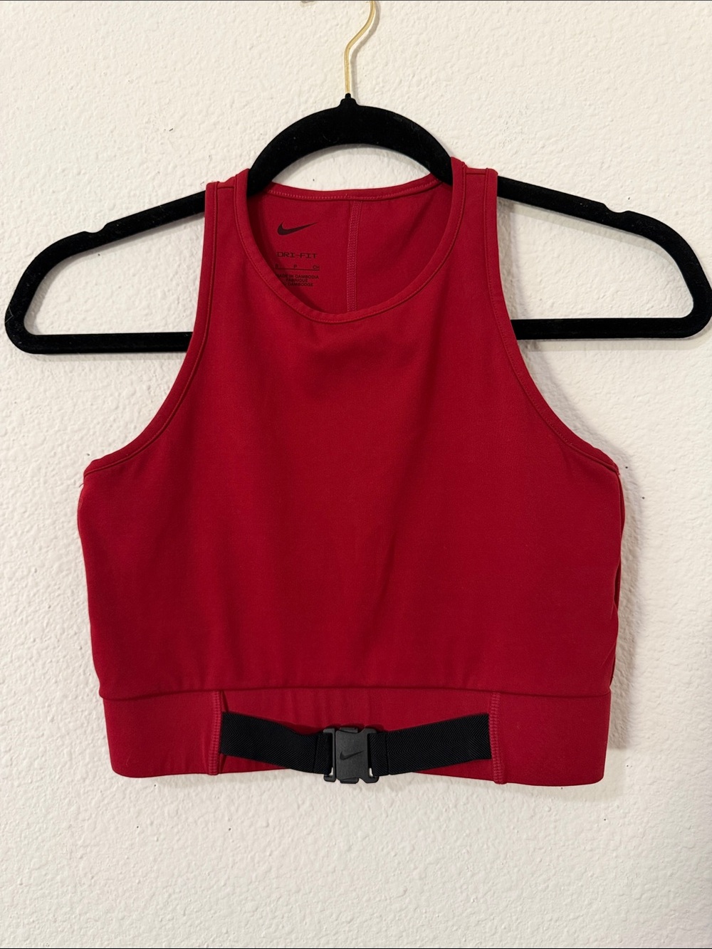 Nike Red Crop Sports Tank with Front Buckle